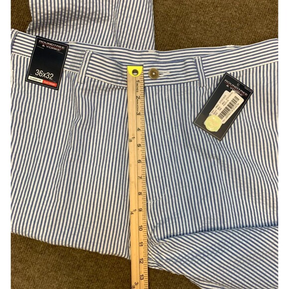 Roundtree & Yorke Pants Mens 36x32 Seersucker Flat Front Straight Leg Preppy - Picture 4 of 7